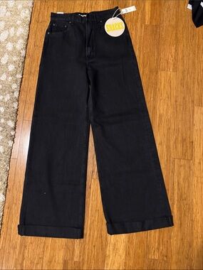 MOTHER SNACKS Wide Leg High-Rise Black Women's Jeans